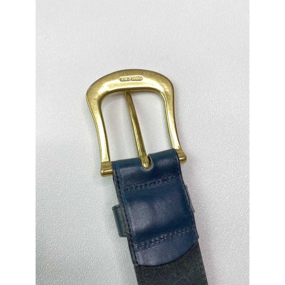Vintage Land's End 26 Blue Leather Belt 1 1/2" Wide USA‎ Women's - Picture 4 of 5
